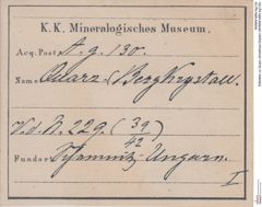 Etiketten zu Quarz (Amethyst-Zepter) (NHMW-MIN-Ag130)